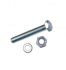 Болт DIN933 8.8 с шестигранной головкой оцинк. М12х100 + гайка + шайба (2 шт) - пакет ( 0,223 кг)  136928  Tech-KREP