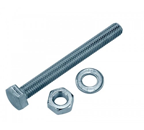 Болт DIN933 8.8 с шестигранной головкой оцинк. М12х120 + гайка + шайба (2 шт) - пакет ( 0,248 кг)  136929  Tech-KREP