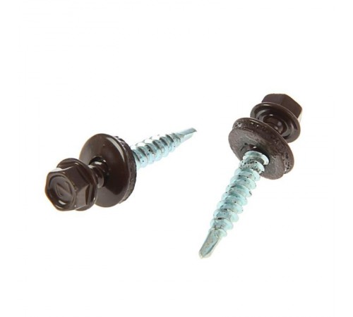 Саморез КР св. 4,8х35 RAL-8017 (шокол. корич.) (250 шт) - ведро ( 1,478 кг)  103181  Tech-KREP