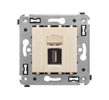 USB 2.0 розетка одинарная в стену, тип А-А, "Avanti", "Ванильная дымка"  4405403  DKC