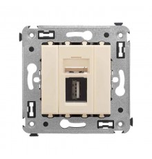 USB 2.0 розетка одинарная в стену, тип А-А, "Avanti", "Ванильная дымка"  4405403  DKC