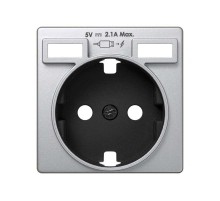 Накладка для розетки Schuko с зарядным устройством 2хUSB цвета алюминий S82  8200049-033  Simon