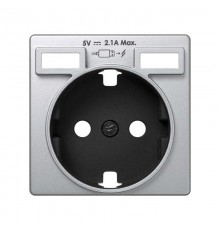 Накладка для розетки Schuko с зарядным устройством 2хUSB цвета алюминий S82  8200049-033  Simon