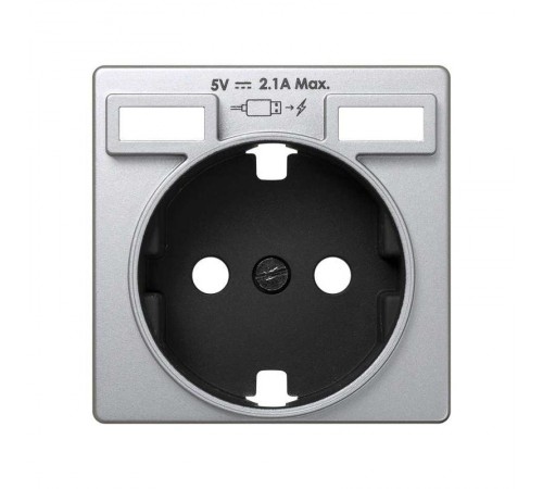 Накладка для розетки Schuko с зарядным устройством 2хUSB цвета алюминий S82  8200049-033  Simon