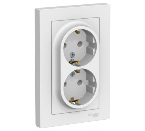 AtlasDesign Лотос Розетка 2-ая с заземлением, 16А, в сборе  ATN001324  SE