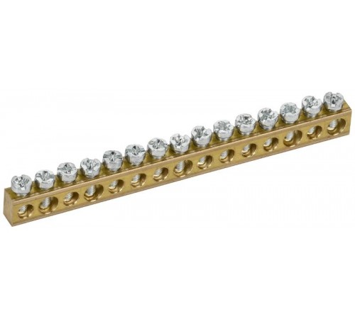 TEKFOR Шина нулевая сечение 6х9 15 отв. латунь  TF-KP00D-SN-15  IEK