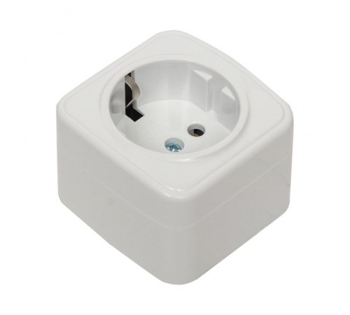 Минск Розетка 1-местная ОП 16А с заземлением белая  EKF Basic  EGR16-028-10  EKF