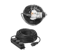 Удлинитель-шнур силовой каучук, КГ, IP44, 3 гнезда с/з, 4000 Вт, 50 м Народный  SQ1307-0250  TDM