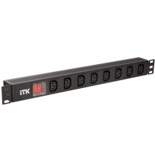 Блок розеток 19 PDU (8шт) IEC320 C13 с LED выкл.алюм.профиль 1U ВХОД C14 без шнура  PH12-8C133  ITK
