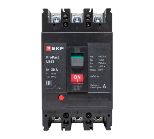 Выключатель автоматический LS63 15кА 3P 20А ProPact  mccb-63-15-3-20-ls  EKF