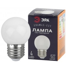 Лампы cветодиодные ERAW45-E27 LED Р45-1W-E27 (диод. шар, бел., 4SMD, 1W, E27, для белт-лайт) (10/100/6000)  Б0049577  ЭРА