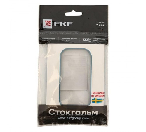 Стокгольм Рамка для розетки 2-местная белая с линией цвета синий EKF PROxima  EYM-G-302-30  EKF