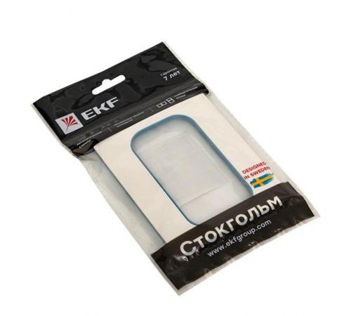 Стокгольм Рамка для розетки 2-местная белая с линией цвета синий EKF PROxima  EYM-G-302-30  EKF