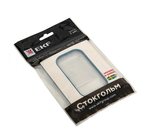 Стокгольм Рамка для розетки 2-местная белая с линией цвета синий EKF PROxima  EYM-G-302-30  EKF