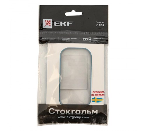 Стокгольм Рамка для розетки 2-местная белая с линией цвета синий EKF PROxima  EYM-G-302-30  EKF