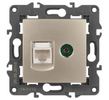 14-3110-04 Розетка RJ45+TV, IP20, шампань  Б0034317  ЭРА
