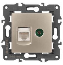 14-3110-04 Розетка RJ45+TV, IP20, шампань  Б0034317  ЭРА
