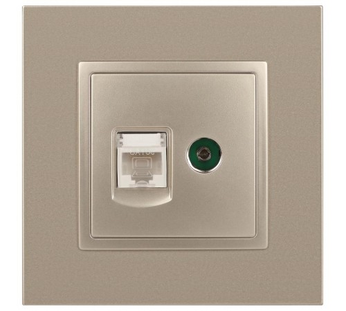 14-3110-04 Розетка RJ45+TV, IP20, шампань  Б0034317  ЭРА