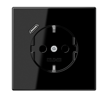 Розетка SCHUKO® с USB-зарядным устройством, тип С; термопласт; черный LS1520-18CSW Jung