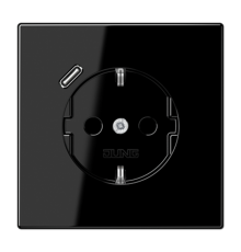 Розетка SCHUKO® с USB-зарядным устройством, тип С; термопласт; черный LS1520-18CSW Jung
