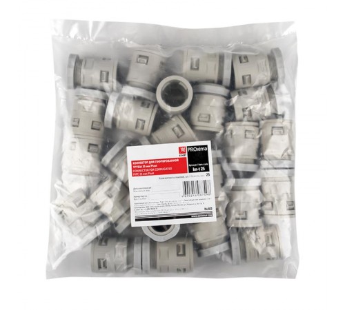 Коннектор для гофрированной трубы (25мм.) (25шт.) Plast EKFPROxima  kn-t-25  EKF