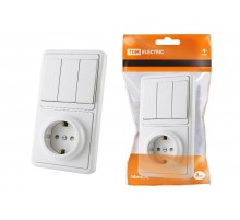 Блок комбинированный БКВР 3-х кл. выкл + розетка 2П+З с з/ш   SQ1813-0003  TDM