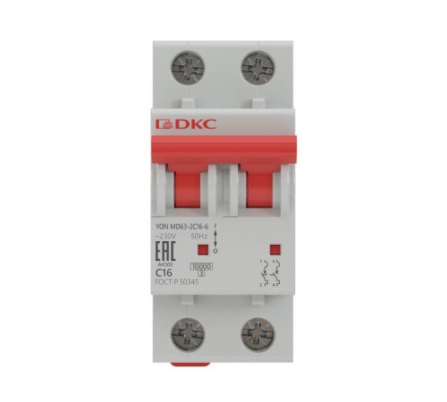 Выключатель автоматический двухполюсный YON MD63-2B40-6 6kA  MD63-2B40-6  DKC