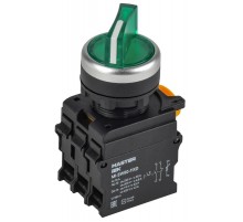 Переключатель с подсв. 2 полож. 1NO+1NC зелёный MASTER  MI-SW60-11XD-3-14-2-K06  IEK