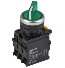 Переключатель с подсв. 2 полож. 1NO+1NC зелёный MASTER  MI-SW60-11XD-3-14-2-K06  IEK
