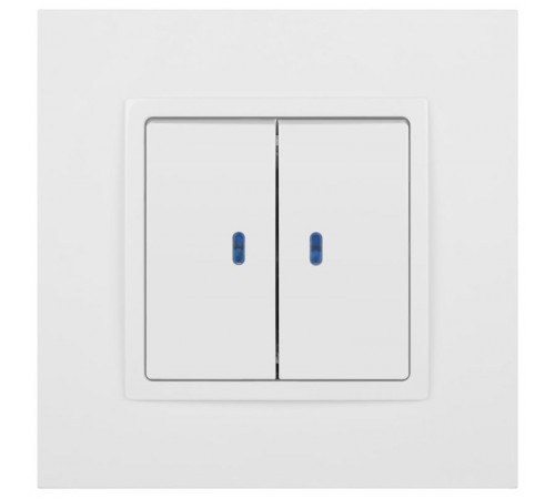 14-1105-01 Выключатель 2-клавишный с подсветкой, 10АХ-250В, IP20, Эра Elegance, белый  Б0034237  ЭРА