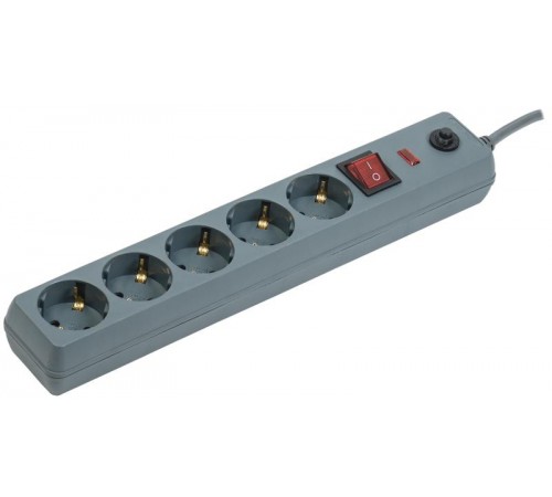 Сетевой фильтр СФ-05К-выкл. 16А 5 мест 5м 3х1мм2 серый  WFP10-16-05-05-ZK-K03  IEK