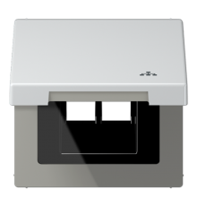 Накладка и крышка для двойных UAE розеток с символом "сеть"; металл; алюминий  AL2990KLLAN  Jung