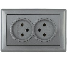 BOLERO антрацит Розетка 2-ая без з/к 10А РС20-1-0-БА  ERB20-K95-10  IEK