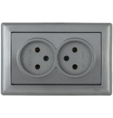 BOLERO антрацит Розетка 2-ая без з/к 10А РС20-1-0-БА  ERB20-K95-10  IEK