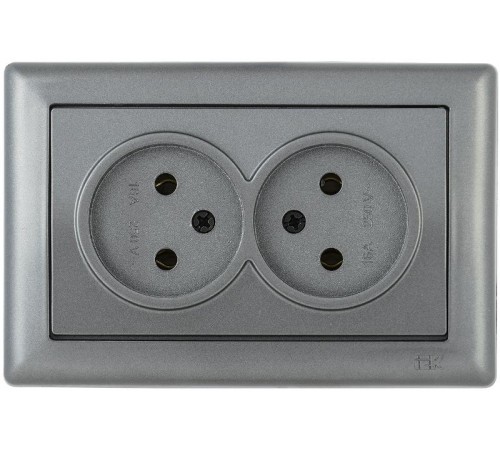 BOLERO антрацит Розетка 2-ая без з/к 10А РС20-1-0-БА  ERB20-K95-10  IEK
