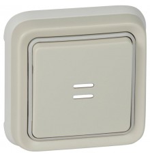 Plexo Белый Выключатель 1-клавишный с подсв. кнопочный (НО+НЗ- контакт) внутренний монтаж (в сборе) IP55  069861  Legrand