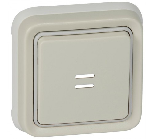 Plexo Белый Выключатель 1-клавишный с подсв. кнопочный (НО+НЗ- контакт) внутренний монтаж (в сборе) IP55  069861  Legrand
