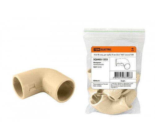 Угол 90 соед. для трубы 25 мм (5шт) "ЭКО" (сосна)  SQ0405-1533  TDM