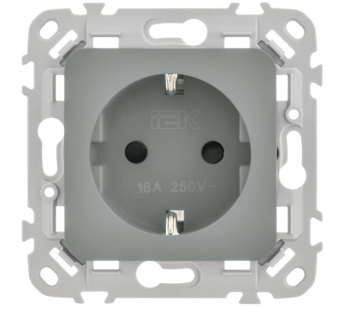 FLITE Розетка с заземлением со шторками быстрозажимные клеммы 16А РСш11-1-ФлС серый  FI-R14-16-1-K03  IEK