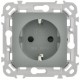 FLITE Розетка с заземлением со шторками быстрозажимные клеммы 16А РСш11-1-ФлС серый  FI-R14-16-1-K03  IEK