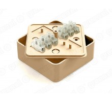 Коробка распределительная для о/п 75х75х28мм с клеммной колодкой ЗВИ-5 (1,5-4мм2) 6 клемм, IP40, цвет -СОСНА (80шт)  GE41216-11  GREENEL