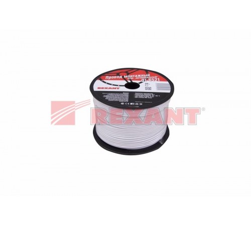 Провод ПГВА REXANT 1х1.00 мм, белый, бухта 100 м 01-6521  REXANT