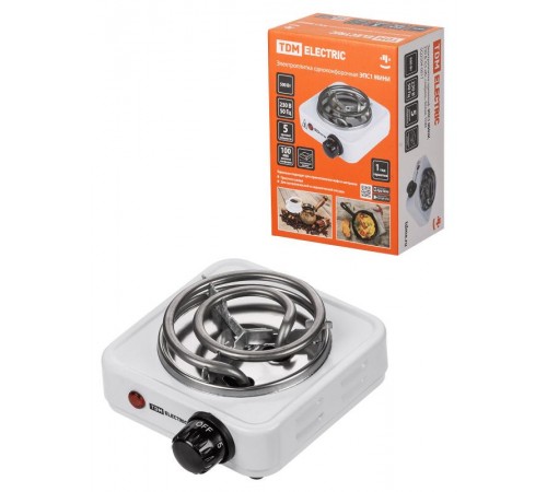 Электроплитка одноконф. ЭПС1 МИНИ, 230 В, 0,5 кВт, спираль, белая, TDM  SQ2504-0017  TDM