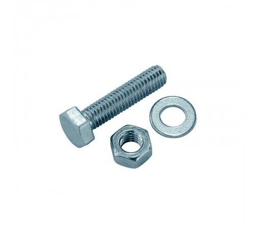 Болт DIN933 с шестигранной головкой оцинк. М8х40 + гайка + шайба (4 шт) - пакет ( 0,102 кг)  112723  Tech-KREP