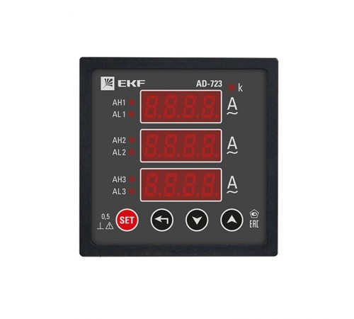 Амперметр AM-D723 цифровой на панель 72х72 трехфазный EKF PROxima  ad-723  EKF