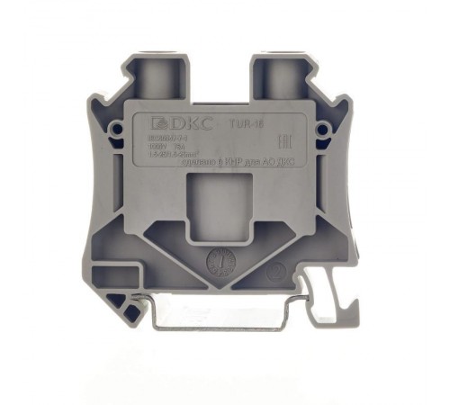Клемма проходная, винтовой зажим, 2 точки подключения, 16 кв.мм, серая  TUR-16  DKC