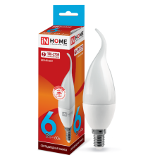 Лампа светодиодная LED-СВЕЧА НА ВЕТРУ-VC 6Вт 230В Е14 4000К 540Лм  4690612030395  IN HOME