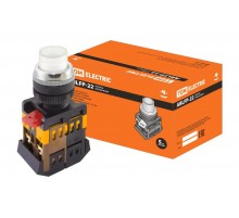 Кнопка ABLFP-22 белый d22мм неон/230В 1з+1р   SQ0704-0030  TDM