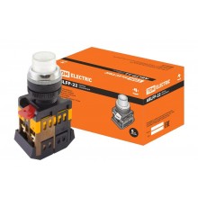 Кнопка ABLFP-22 белый d22мм неон/230В 1з+1р   SQ0704-0030  TDM