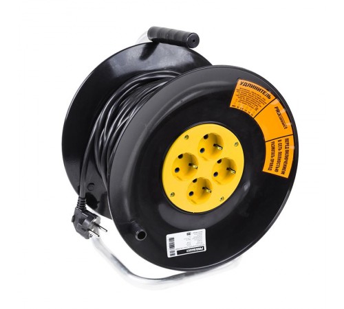 Удлинитель силовой на катушке 4 гнезда с/з 50 м 3х1 мм STANDART PROCONNECT  11-7607  PROconnect